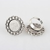 Vintage Adjustable Iron Flower Finger Ring Components Alloy Cabochon Bezel Settings PALLOY-O036-02AS-1