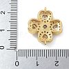 Rack Plating Brass Clear Cubic Zirconia Clover Connector Charms KK-A234-037G-3