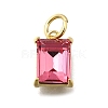 Rectangle Brass with Glass Charms KK-G525-05G-2