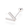 Rhodium Plated 925 Sterling Silver Micro Pave Clear Cubic Zirconia Letter Barbell Cartilage Earrings STER-I018-13P-V-1