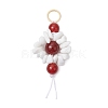 3Pcs 3 Styles Flower Natural Carnelian & Fossil & Tiger Eye & Glass Beaded Pendant Decorations HJEW-JM02387-4