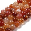 Faceted Natural Banded Agate Beads Strands G-F447-12mm-O04-2