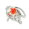 Rotatable Floral Printed Porcelain Bead Teapot Pendants PALLOY-JF03167-5