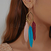 Alloy Horse Eye with Feather Dangle Earrings FS-WGC7A14-06-3