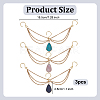 3Pcs Natural Rose Quartz Lapis Lazuli & Synthetic Turquoise Teardrop Charm Chain for Planters Decoration HJEW-OC00099-2