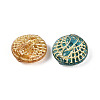 Flat Round with Peacock Glass Beads GLAA-T025-70M-2