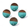 Transparent Resin & Walnut Wood Stud Earring Findings MAK-N032-007A-A01-1