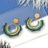 304 Stainless Steel & Bohemian Beaded Fan Dangle Stud Earrings for Women EJEW-R001-05G-01-5