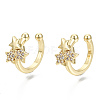 Brass Micro Pave Clear Cubic Zirconia Cuff Earrings EJEW-T046-23G-NF-1