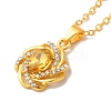 Rhinestone Flower Pandant Necklace with Cable Chains NJEW-K247-01G-2