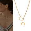 1Pc Letter & Heart Stainless Steel Lariat Necklaces for Women NJEW-LP0002-87G-O-1