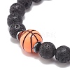 Natural Lava Rock & Synthetic Hematite & Acrylic Beaded Stretch Bracelet BJEW-JB08553-01-4
