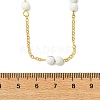 5MM Round Natural Howlite Beads Brass Cable Chain Necklaces for Women NJEW-JN06378-01-4