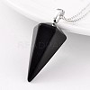 Cone Pendulum Platinum Tone Brass Dyed & Heated Black Agate Pendants G-F267-05F-1