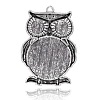 Halloween Owl Antique Silver Plated Alloy Resin Big Pendants PALLOY-J490A-02AS-2