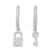 Lock & Key 925 Sterling Silver Micro Pave Clear Cubic Zirconia Hoop Earrings for Women EJEW-G427-01P-03-4