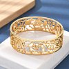 Ion Plating(IP) 304 Stainless Steel Hinged Bangles with Polymer Clay Rhinestones for Women BJEW-Z080-06G-2