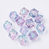 Two Tone Transparent Spray Painted Acrylic Bead X-ACRP-T005-26-1