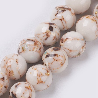 Sea Shell and Synthetic Turquoise Assembled Beads Strands G-G758-08-8mm-1