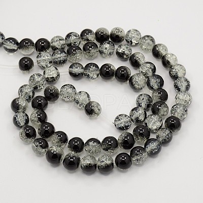Two Tone Crackle Glass Beads Strands CCG-Q002-10mm-M-1