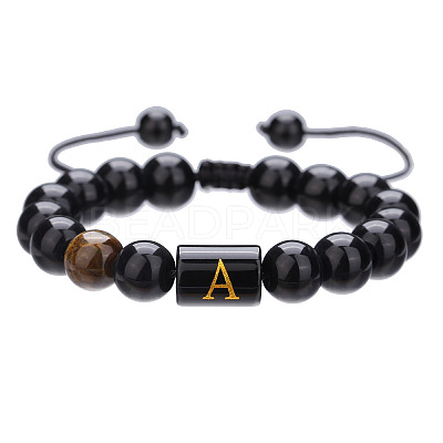 Adjustable Natural Tiger Eye and Glass Beaded Braided Bead Bracelets for Men Women FS-WGD7D76-01-1
