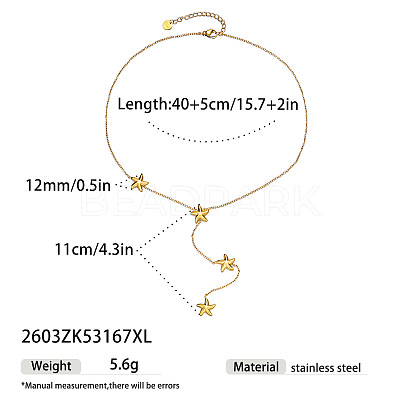 304 Stainless Steel Y Tassel Lariat Necklaces for Women WG3907F-02-1