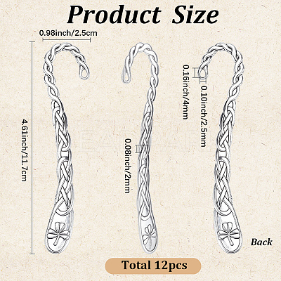 12Pcs Tibetan Style Alloy Bookmark Findings with Holes AJEW-SC0004-43-1