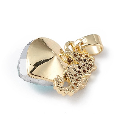 Real 18K Gold Plated Rack Plating Brass Micro Pave Cubic Zirconia Pendants KK-C015-02G-05-1