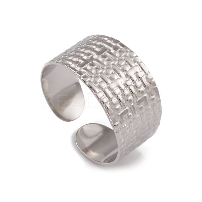 Non-Tarnish 304 Stainless Steel Textured Open Cuff Rings for Women RJEW-G285-14P-1