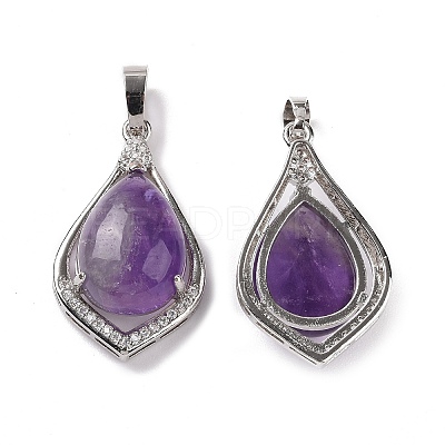 Natural Amethyst Pendants G-H283-04P-23-1