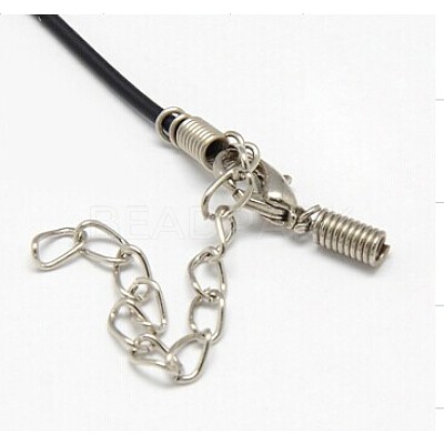 Black Rubber Necklace Cord Making X-RCOR-D002-A-1