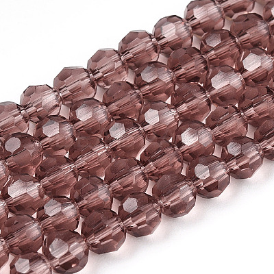 Faceted(32 Facets) Round Glass Beads Strands X-EGLA-J042-4mm-06-1