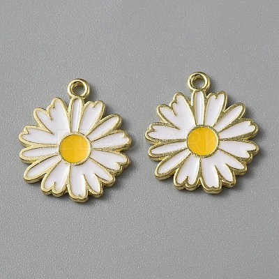 Light Gold Plated Alloy Enamel Pendants ENAM-WH0001-36LG-01-1