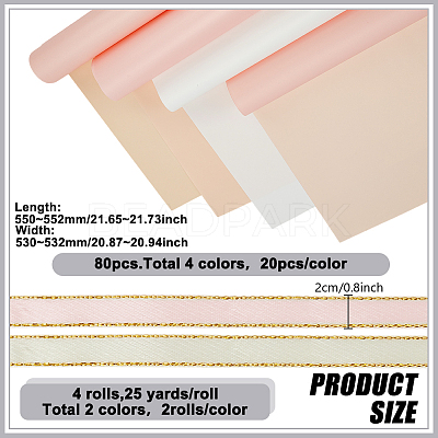 80Pcs 4 Colors Plastic Bouquet Wrapping Craft Paper DIY-GO0002-81-1