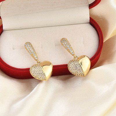 Brass Micro Pave Clear Cubic Zirconia Dangle Stud Earrings for Women LS-EJEW-F352-05G-01-1