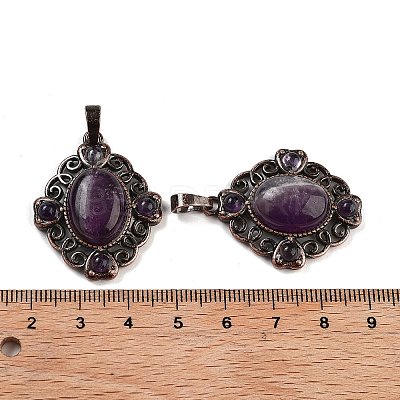 Natural Amethyst Rhombus Pendants G-K363-02R-04-1