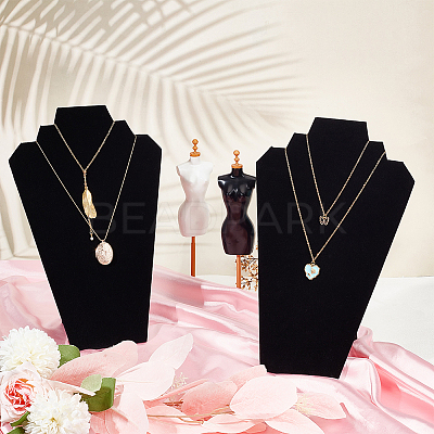 Bust Velvet Cover with Cardboard Paper Necklace Display Stands NDIS-WH0010-15-1
