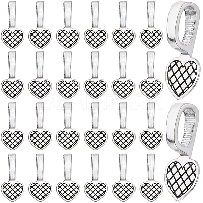 100Pcs Tibetan Style Alloy Heart Glue-on Flat Pad Pendant Bails FIND-SP0001-85-1