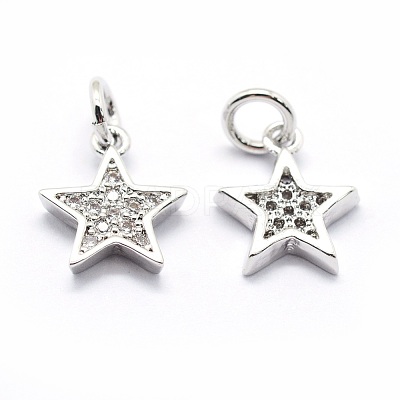 Brass Micro Pave Cubic Zirconia Charms X-ZIRC-G087-35P-1