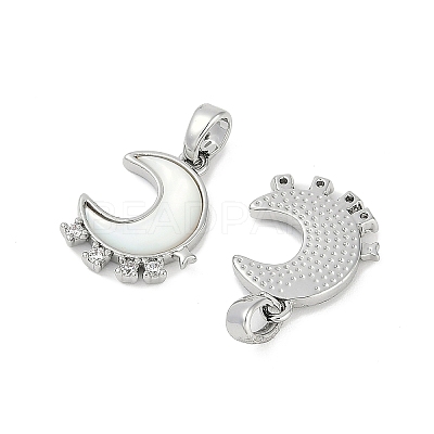 Natural White Shell Moon Pendants KK-U043-23P-02-1