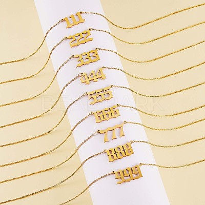 Number Pendant Necklace & Open Cuff Ring JX198A-1