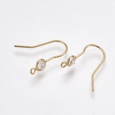 Brass Earring Hooks X-KK-T038-249G-1