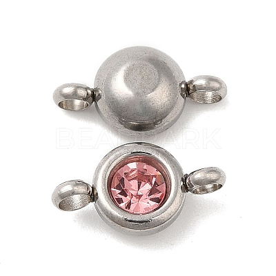 304 Stainless Steel Single Rhinestone Connector Charms STAS-E194-13P-04-1