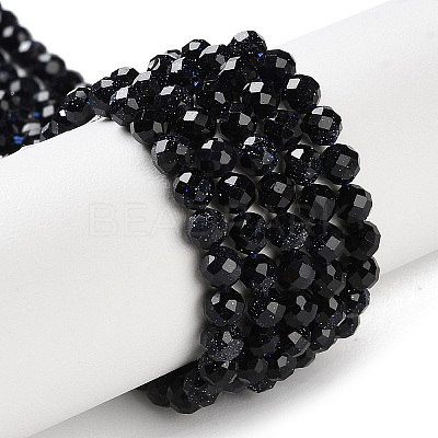 Synthetic Blue Goldstone Beads Strands G-A233-A01-01-1