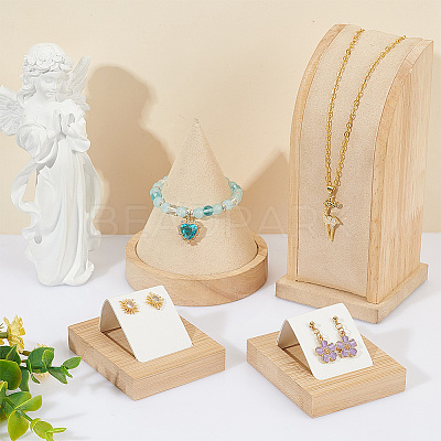 3Pcs Rectangle Wood Earring Display Stands EDIS-DR0001-05A-1