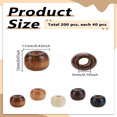 Wood European Beads WOOD-LP0001-12-1