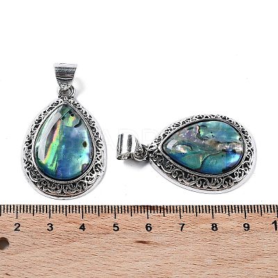 Natural Paua Shell Teardrop Pendants FIND-A036-02AS-02-1