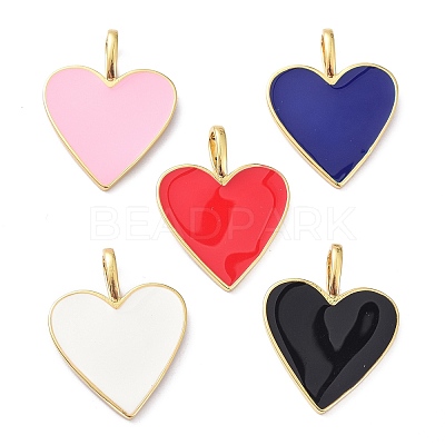 Brass Enamel Pendants KK-P204-14G-1