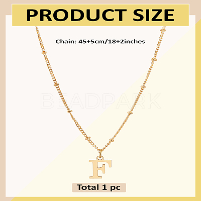 1Pc Brass Chain & 304 Stainless Steel Letter Pendant Necklaces NJEW-LP0001-35F-G-1