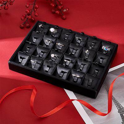 1Pc 24-Compartment Wooden Rings Presentation Boxes RDIS-PH0001-007-1